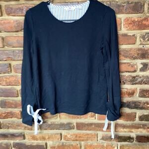 Vineyard Vines Navy Blue Long Sleeve Tie Wrist Knit Top Women's Size XS